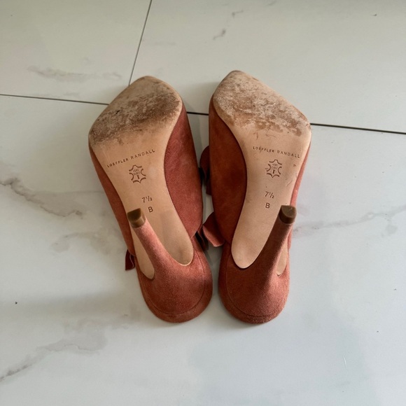 Loeffler Randall Langley Heel Suede Ruffle Mules Dusty Rose - Picture 7 of 7